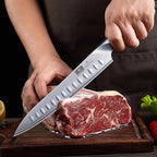 HOSHANHO 8 Inch Carving Knife & 7 Inch Fork Set, Professional Japanese High Carbon Steel Razor Sharp Butcher Brisket Slicing Knife Set for Meat Cutting, BBQ
