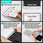 JOYMOOP White Flat Mop & Bucket with 1 Microfiber Pad, 12 Disposable Toilet Brushes, Stainless Steel Toilet Brush and Holder Set, Multi-Functional Cleaner for Floors, Windows, and Toilets