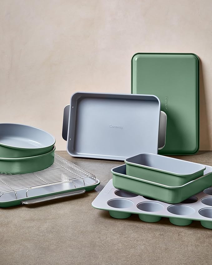 Caraway Non-Stick Ceramic Large Baking Sheet Duo - Naturally Slick Ceramic Coating - Non-Toxic, PTFE & PFOA Free - Perfect for Baking, Roasting, and More - Large (18" x 13") - Slate