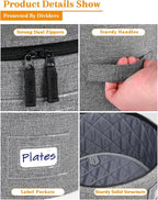 punemi China Storage Containers, Dish Storage with Rigid Top Side Bottom Support & Felt Dividers for Charger Plates Dinnerware, Perfect for Moving Supplies, 4PCS Stackable Fine China Storage, Gray
