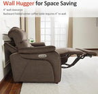 MCombo Wall Hugger Recliner Sofa with Drop Down Table, Power Reclining Sofa with Adjustable Headrest, USB A&C Charge Ports, Reading Lamp, Cup Holders, for Living Room, RVs (Fabric, ST258M3, Coffee)