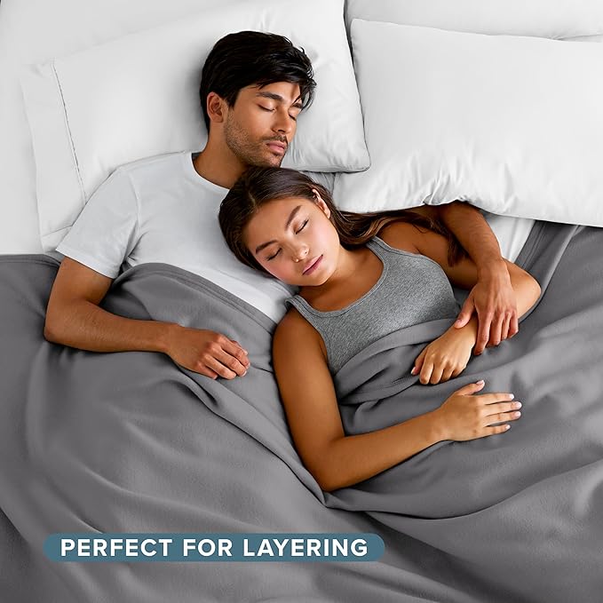 Bare Home Polar Fleece Blanket - King - Grey - Warm & Cozy - Premium Fleece - Throw for Bed, Sofa, Camping, Travel and Cold Nights - Lightweight Blanket (King, Grey)