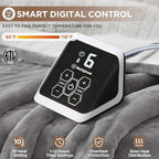 Westinghouse Heated Blanket Full Size, Soft Flannel to Sherpa Electric Blanket with 10 Heating Levels, 12 Hours Auto Off, Fast Heating Warming Blanket, Machine Washable, 72x84 Inch, Light Grey