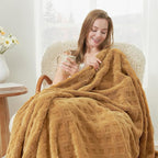 Cozy Bliss Soft Queen Size Waffle Blanket - Lightweight Cozy Blankets Gift for Women,Cute Checkered Throws Blanket for Bed, Couch and Sofa,Brown,90x90 Inches