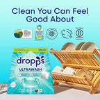 Dropps UltraWash Dishwasher Pods, Unscented (120 Count) - Biobased Power Deep Clean Dishwasher Detergent Tablets for Sparkling Shiny Dishes - No Rinse Aid or Pre-Wash Needed - Dishwashing Pods