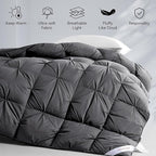 SNOWMAN Premium Down Comforter Cal King Size, Luxurious All Season Duvet Insert with Cotton Blended Fabric, 48oz Fill Weight Pinch Pleat Design Hotel Bedding Comforter (Grey,108"x98")