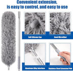 Feather Duster with 30-100 Inches Adjustable Long Pole,Extendable Feather Duster for Cleaning Ceiling Chandelier,Furniture, Blinds and Furniture