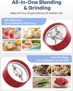 Ganiza 900W Blenders for Shakes and Smoothies, 15-Piece Personal Blender and Grinder Combo for Kitchen, Smoothies Maker with 4 BPA-Free Portable Cup, Nutritious Recipe Red