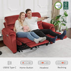 MCombo Zero Wall Recliner Loveseat, Power Recliner Loveseat with Adjustable Headrest, USB A & C Charge Ports, Wood Legs, for Living Room, RVs, Small Spaces (Fabric, ST258M1, Burgundy)