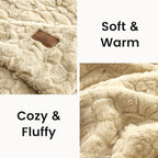 Cozy Bliss Faux Fur Throw Blanket for Couch, Fuzzy Soft Plush Thick Warm Fluffy Reversible Wave Textured Blanket for Sofa Bedroom Living Room, 55 * 70 Inches Kahki