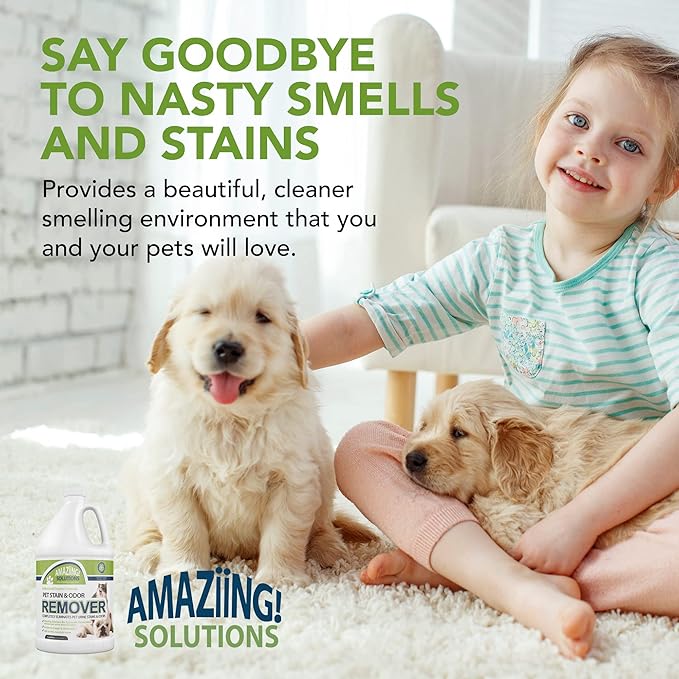 Pet Stain and Odor Remover - Enzyme Cleaner, Pet Urine Odor Eliminator Refill - Floor & Carpet Cleaner, Pet Deodorizers For Home, Fabric Freshener W/Fresh, Clean Scent, 1 Gallon