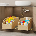 WelFurGeer Birchwood Pot and Pan Organizer with Soft-Close Drawer, Pull Out Cabinet Organizer, Heavy-Duty Slide-Out Storage for Baking Sheets, Cutting Boards, and Kitchen Utensils