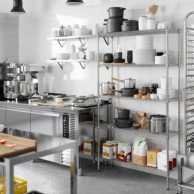 14" Deep x 42" Wide x 74" Height Wire Shelving Kit | 5-Tier | NSF Commercial Storage Rack Unit