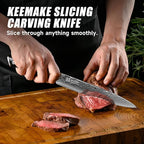 KEEMAKE Carving Knife for Meat, 8 Inch Ultra Sharp Damascus Kitchen Knives with G10 Ergonomic Handle, Brisket Knife for Meat Cutting, Japanese Knives for BBQ Ham Roast Turkey Vegetable