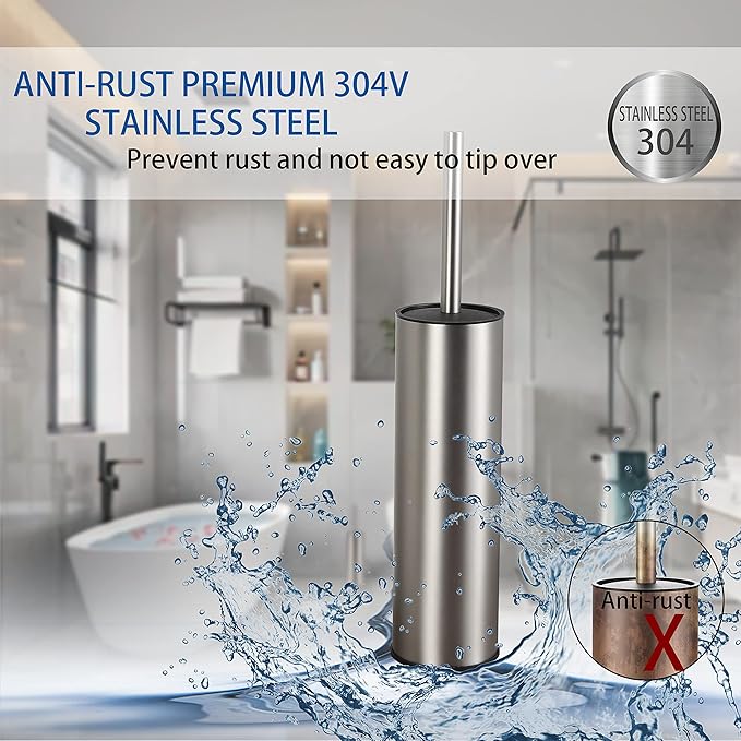 Toilet Brush and Holder,Stainless Steel Toilet Brushes for Bathroom with Holder 2pack Brushed Nickel