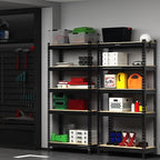 PrimeZone Storage Shelves, 27.5" W X 12" D X 59" H Adjustable Metal Heavy Duty Garage Shelving Unit, 5 Tier Industrial Standing Utility Rack Organizer for Warehouse, Pantry, Kitchen, Basement, Black