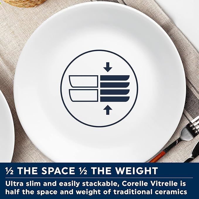 Corelle Vitrelle 4-Pieces 18-Oz Soup/Cereal Bowls Chip & Crack Resistant Glass Dinnerware Set Bowls, Winter Frost White