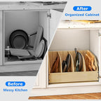 WelFurGeer Birchwood Pot and Pan Organizer with Soft-Close Drawer, Pull Out Cabinet Organizer, Heavy-Duty Slide-Out Storage for Baking Sheets, Cutting Boards, and Kitchen Utensils