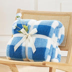 Cozy Bliss Luxury Sherpa Throw Blanket for Couch, Premium Reversible Buffalo Plaid Thick Throw, Warm Cozy Soft Blanket for Home and Gifts (Light Blue, 50" x 60")