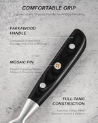 KYOKU Kitchen Carving Fork, 8 in. Japanese Turkey Carving Fork for Meat Cutting, Full-Tang Meat Fork with Pakkawood Handle Mosaic Pin, Stainless Steel Kitchen Fork for Picnic Barbeque Catering