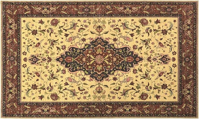 Topllen Washable Area Rug - 4'x6' Boho Living Room Rug, Non-Slip Soft Rugs Indoor for Bedroom Dining Room Office, Vintage Throw Carpet Stain Resistance (Red, 4x6ft)