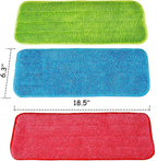 Microfiber Replacement Mop Pads, 18" x 6" Wet & Dry Home & Commercial Cleaning Refills, Colorful Reusable Floor Mop Pads, Washable Floor Cleaning Pads, 6 Pack