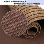 Custom Size Backed Non-Slip Area Rugs Runner, Easy Clean, Waterproof Runner Rugs for Hallway Entryway, Kitchen, Laundry, 2FT x 27FT, Brown Stripe