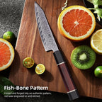 FINDKING 5 Inch Damascus Paring Knife, Compact and Versatile Blade for Fruit and Small Kitchen Cutting, Versatile Utility Pairing Knife, Portable for Travel, Picnic and Bar Use (Samurai Series)