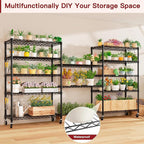 PrimeZone 6 Tier Wire Shelving with Wheels,Metal Shelf Heavy Duty Adjustable Kitchen Storage Shelves Unit, Pantry Organizer Rack Rolling for Garage Closet Laundry 36" W x 16" D x 79" H