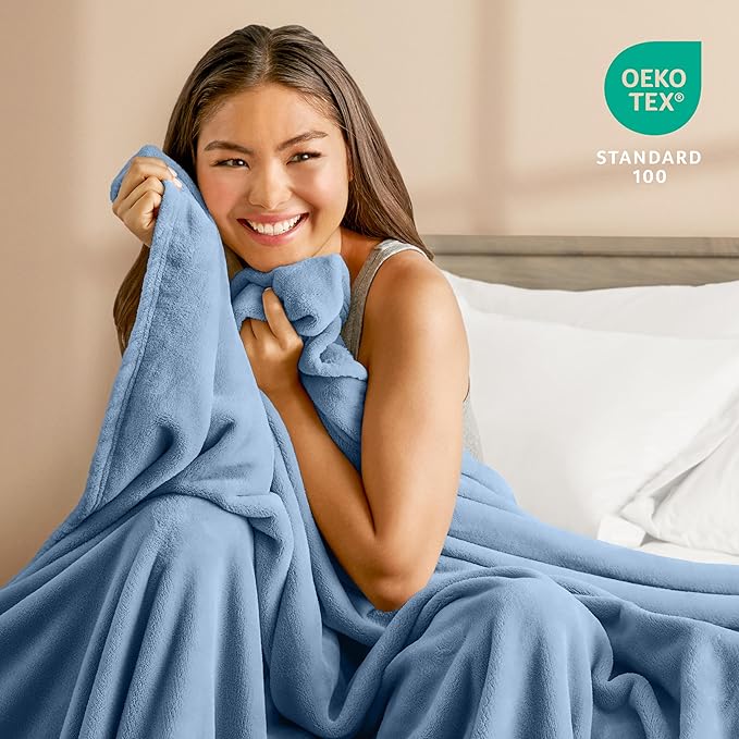 Bare Home Fleece Blanket - Throw Extra Long - Ultra-Soft Lightweight for Bed, Sofa, and Couch - Luxury Microplush - Cozy Warm Blanket (Throw XL, Coronet Blue)