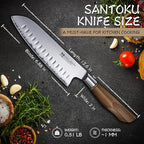 Purple Dragon Santoku Knife 7 Inch Japanese Chef Knife for Chopping Meat Cutting Vegetables, German Vg10 Steel Blade, Ergonomic Wooden Handle, Gift Box
