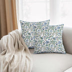 Ridhi Columbia Blue Block Print Cotton Throw Pillow Covers for Decorative Couch Pillows for Living Room, Chic Boho Cute Outdoor Valentine Pillows Covers Gifts 20x20 Inches
