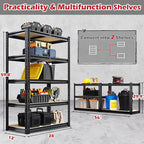 REIBII Storage Shelves 5 Tier Garage Shelving Heavy Duty Metal Shelving 2020LBS Adjustable Metal Shelf 59.8" H Pantry Shelf for Garage Pantry Closet Kitchen Basement 28" W x 12" D x 59.8" H, 2 Pack