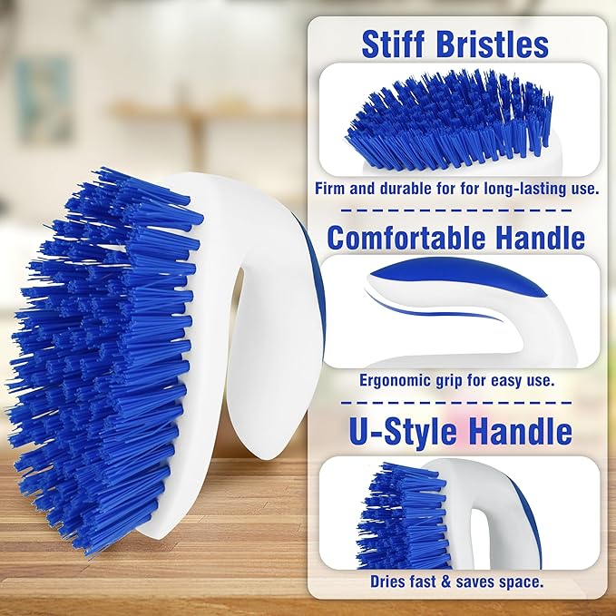 PHYEX 2 Pack Scrub Brushes, Cleaning Brush with Stiff Bristles, Handheld Scrubber for Bathroom, Shower, Tile, Carpet, Bathtub & Floor