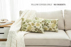 Mika Home Set of 2 Jacquard Tropical Leaf Pattern Oblong Throw Pillow Covers Accent Pillowcase 12X20 Inches,Green Cream