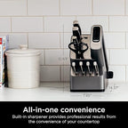 Ninja K32009 Foodi NeverDull Premium Knife System, 9 Piece Knife Block Set with Built-in Sharpener, German Stainless Steel Knives, Black