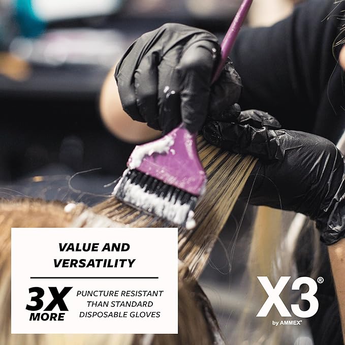 X3 Black Nitrile Disposable Industrial-Grade Gloves 3 Mil, Latex and Powder-Free, Food-Safe, Non-Sterile, Lightly-Textured