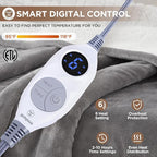 Westinghouse Heated Throw Blanket, Soft Flannel to Sherpa Electric Throw with 6 Heating Levels, 2-10 Hours Time Settings, Fast Heating, Machine Washable 50x60 Inch, Light Grey