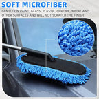 Tanlade 4 Pack Microfiber Car Duster Exterior Scratch Free with Extendable Handle Auto Duster Exterior Cleaning Tools for Car Brush for Truck Bike Rv Boats Motorcycle (Blue)