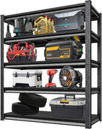 Garage Storage Shelves Heavy Duty, 48”W Garage Shelving and Storage Rack, 3000LBS Loads Shelving Units, Adjustable 5-Tier Metal Shelves for Garage, Warehouses, 48”W×24”D×78”H,Silver