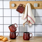 Hasense Ceramic Coffee Mugs Set of 4, 8 oz Small Coffee Cups, Porcelain Mug with Handle for Espresso, Tea, Milk and Cocoa, Ideal for Mother's Day Christmas Gift, Dishwasher & Microwave Safe, Red