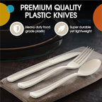 Party Solids Ivory Plastic Knives 200 Pcs Ivory Knives Disposable Utensils Heavy Duty Plastic Cutlery Set Disposable Cutlery Sets Flatware Sets Silverware Set Party Supplies & Party Tableware