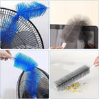 2 Pcs Cobweb Duster, Bendable Fan Cleaner Brushes Set Reusable, Plastic Microfiber Duster for Air Conditioning Shutters,Ceiling Fan, Blades, Curtains,Air Vents(Blue，Gray)