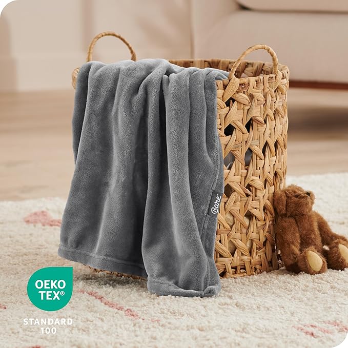 Bare Home Fleece Blanket - Baby Size - Ultra-Soft Lightweight for Bed, Sofa, and Couch - Luxury Microplush - Cozy Warm Blanket (Baby, Grey)