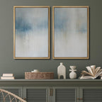 SIGNFORD Framed Canvas Print Wall Art Set Blue and Beige Abstract Modern Neutral Vertical Illustration Modern Art Decorative Nordic Nature for Living Room, Bedroom, Office - 16"x24"x2 Natural