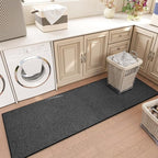 Door mat with Non Slip Rubber Backing, Washable Soft Floor Carpet for Kitchen, Hallway, Entryway Indoor, Bedroom, Laundry, Low Pile Area Rugs, Solid Color with Pointillism Style, 2 * 3 ft Black