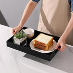 Glossy Black Sturdy Acrylic Serving Tray with Handles-10x15Inch-Serving Coffee,Appetizer,Breakfast,Butler-Kitchen Countertop Tray-Makeup Drawer Organizer-Vanity Table,Ottoman Tray-Decorative