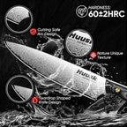 Huusk Damascus Chef Knife 8 inch, VG10 Kitchen Knife, Sharp Cooking knife with Ergonomic Wooden Handle for Vegetable Fruit and Meat Cutting, Birthday Dad Mom Gift