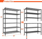 REIBII 75" H Metal Shelving 6 Tier Storage Shelf Adjustable Kitchen Shelf Wire Shelving Unit Detachable Storage Rack for Kitchen Laundry Living Room Commercial Heavy Duty Metal Shelf 75" X35" X14"