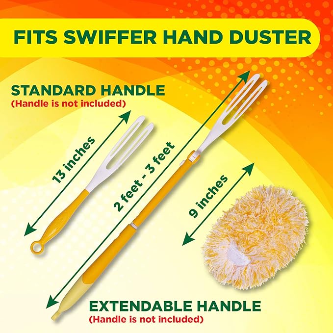 Microfiber Reusable Refills for Swiffer Hand Duster, 360 Degree Dry Duster Heavy Duty Refills, 2-Pack (Handle is Not Included) Air Dry Only